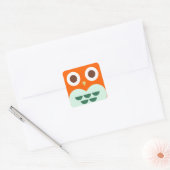 Sticker Carré Cute Orange Owl sur Green Plaid Arrière - plan (Enveloppe)