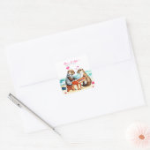 Sticker Carré Cute Otter Couple | Mariage romantique (Enveloppe)