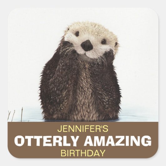Sticker Carré Cute Otter Faune Image Otterly Extraordinaire Anni (Devant)