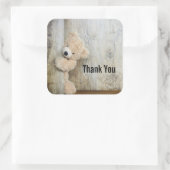 Sticker Carré Cute Ours Stuffé Merci Mur Rustique En Bois (Sac)