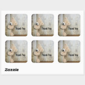 Sticker Carré Cute Ours Stuffé Merci Mur Rustique En Bois (Feuille)
