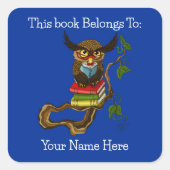 Sticker Carré Cute Owl Books (Devant)