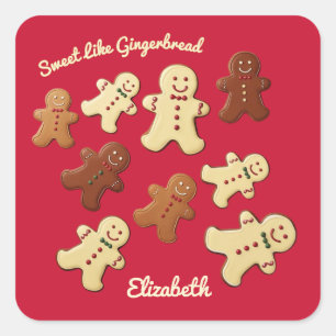 Sticker Carré Cute pain d'épices Cookie Holiday