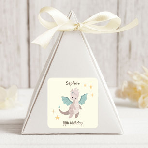 Sticker Carré Cute Pastel Dragons Anniversaire de enfant