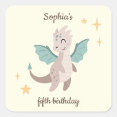Sticker Carré Cute Pastel Dragons Anniversaire de enfant (Devant)