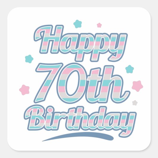 Sticker Carré Cute Pastel Fête le 70e anniversaire (Devant)