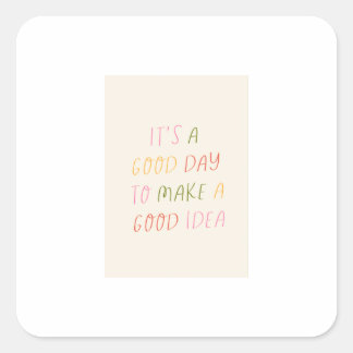 Sticker Carré Cute Pastel Hand Lettering Motivational Quote Art