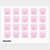 Sticker Carré Cute Pastel Rose Vert Oeuf Lapin Pâques (Feuille)