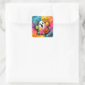 Sticker Carré Cute Patchwork Ghost Colorful Splatter Art (Sac)
