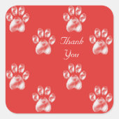 Sticker Carré Cute Paw Motif sur Merci rouge (Devant)