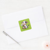 Sticker Carré Cute Pays vache ajouter du texte (Enveloppe)