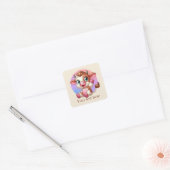 Sticker Carré Cute Pays vache ajouter du texte (Enveloppe)