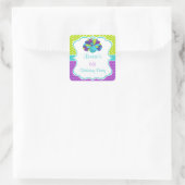 Sticker Carré Cute Peacock Green and Purple (Sac)