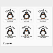 Sticker Carré Cute Penguin blanc Merci de fête d'anniversaire (Feuille)