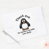 Sticker Carré Cute Penguin blanc Merci de fête d'anniversaire (Enveloppe)