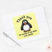 Sticker Carré Cute Penguin Merci de fête d'anniversaire (Enveloppe)