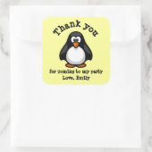 Sticker Carré Cute Penguin Merci de fête d'anniversaire (Sac)