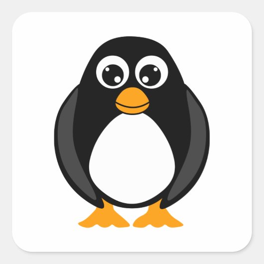 Sticker Carré Cute Penguin noir et blanc (Devant)