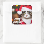 Sticker Carré Cute Père Noël Chat (Sac)