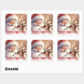 Sticker Carré Cute Personalized Santa Rudolph Winter Holiday  (Feuille)
