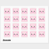 Sticker Carré Cute Pig Face - minimalisme kawaii (Feuille)
