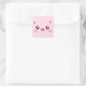 Sticker Carré Cute Pig Face - minimalisme kawaii (Sac)