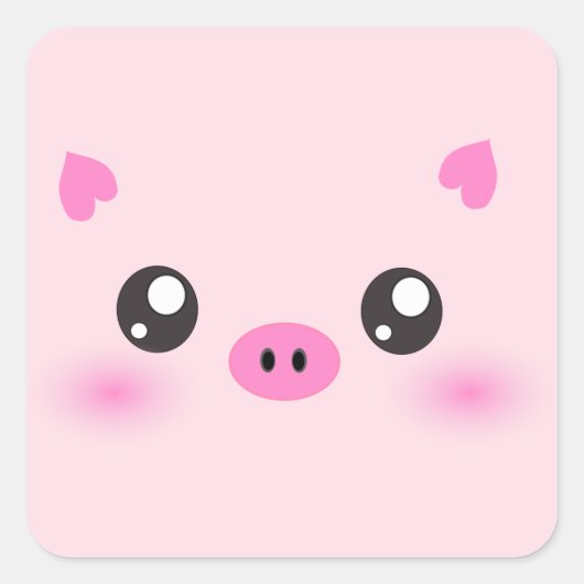 Sticker Carré Cute Pig Face - minimalisme kawaii (Devant)