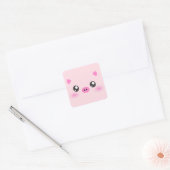 Sticker Carré Cute Pig Face - minimalisme kawaii (Enveloppe)