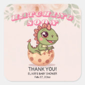 Sticker Carré Cute Pink Dino Hatching Soon (Devant)