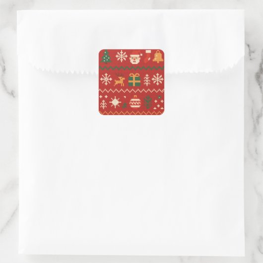 Sticker Carré Cute pixel art Christmas pattern (Sac)
