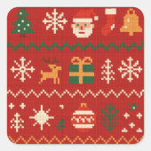 Sticker Carré Cute pixel art Christmas pattern (Devant)