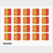 Sticker Carré Cute pizza amoureux nourriture colorée (Feuille)