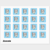Sticker Carré Cute Playful Kitten Cartoon Art (Feuille)