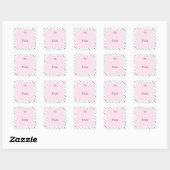 Sticker Carré Cute polka points rayés noir blanc rose à (Feuille)