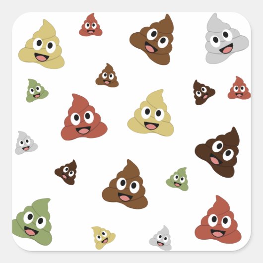 Sticker Carré Cute Poop emoji funny (Devant)