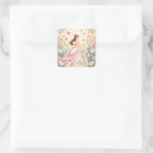 Sticker Carré Cute princess with butterflies (Sac)