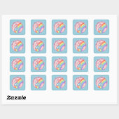 Sticker Carré Cute Rainbow Whale (Feuille)
