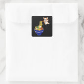 Sticker Carré Cute Ramen Corgi Chien (Sac)