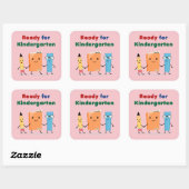Sticker Carré Cute Ready for Kindergarten School Book (Feuille)