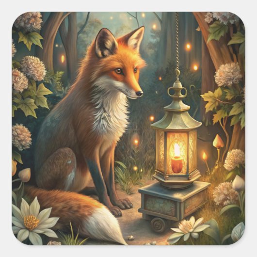 Sticker Carré Cute Red Fox (Devant)