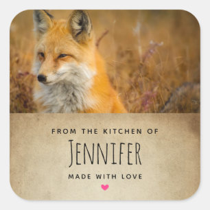 Sticker Carré Cute Red Fox Wild Nature Photographie cuisine