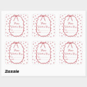 Sticker Carré Cute Red Hearts & Bow Custom Valentine's Day (Feuille)