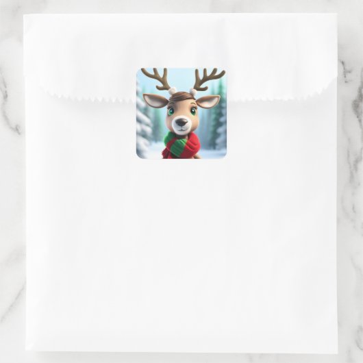 Sticker Carré Cute Reindeer (Sac)