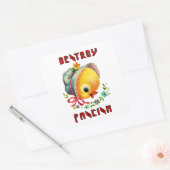 Sticker Carré Cute Retro Chick - Détruire le fascisme (Enveloppe)