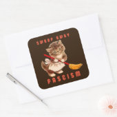 Sticker Carré Cute Retro Kitten - Balayer le fascisme (Enveloppe)