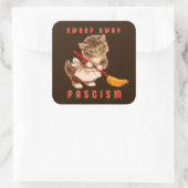 Sticker Carré Cute Retro Kitten - Balayer le fascisme (Sac)