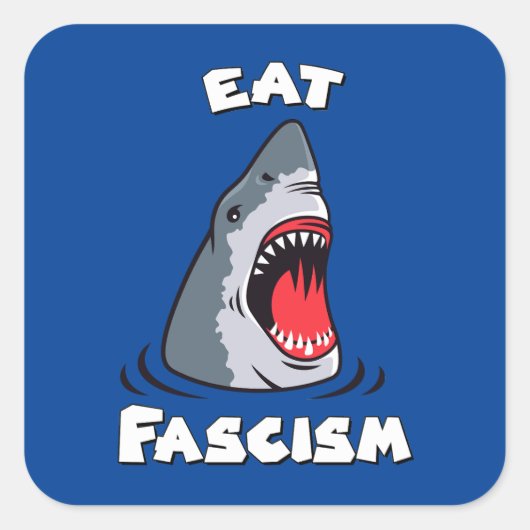 Sticker Carré Cute Retro Shark - Mange Fascisme Anti-fasciste (Devant)