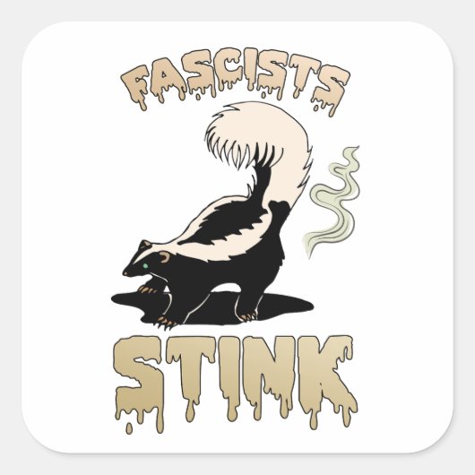 Sticker Carré Cute Retro Skunk - Fascistes Stink (Devant)
