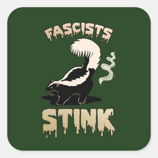 Sticker Carré Cute Retro Skunk - Fascistes Stink (Devant)