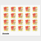 Sticker Carré Cute Retro Valentine fille (Feuille)
